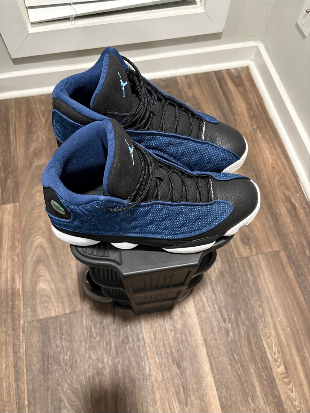 Jordan Black & Royal Blue High-Top Basketball Sneakers - Picture 2 of 10